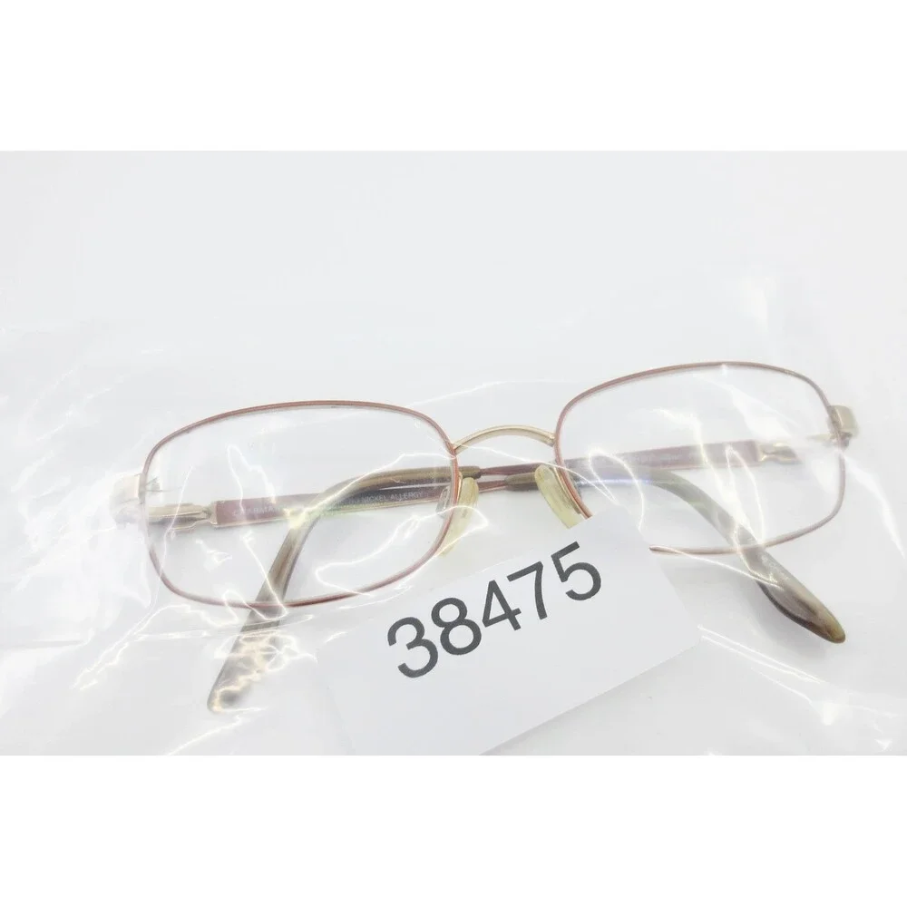 Charmant CH10845 Brown Gold Pure Titanium Eyeglass Frames 51-17-135 Rectangular